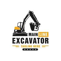 logotipo de ilustración de equipo pesado de excavadora vector