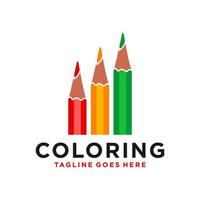 colored pencil illustration logo design vector