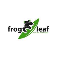 frog animal illustration logo on leaf vector