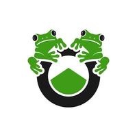 diseño de logotipo de ilustración de reptil de dos ranas vector
