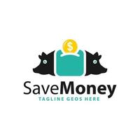 money saving pig illustration logo vector