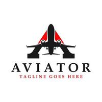 aviator illustration logo with initial letter A vector