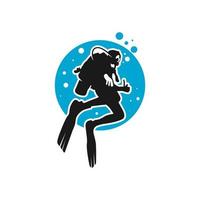 ocean diver illustration logo design vector