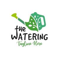 plant watering illustration logo design vector