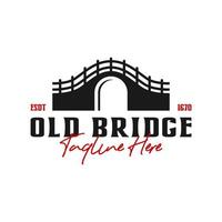 old bridge construction illustration logo design vector