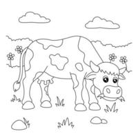 página para colorear de vaca para niños vector