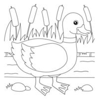 Duck Coloring Page for Kids vector