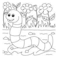 Worm Coloring Page for Kids vector