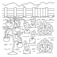 Vegetable Field Coloring Page for Kids vector