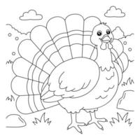 Turkey Coloring Page for Kids vector