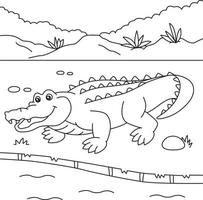 Crocodile Coloring Page for Kids vector