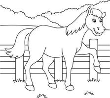 página para colorear de caballos para niños vector