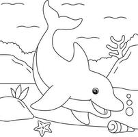 Dolphin Coloring Page for Kids vector