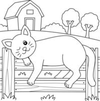 página para colorear de gato para niños vector