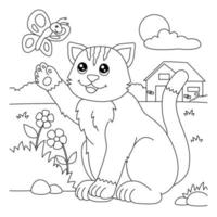 página para colorear de gato para niños vector