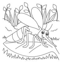 Mosquito Coloring Page for Kids vector