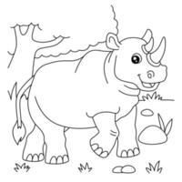 Rhinoceros Coloring Page for Kids vector