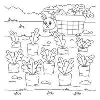 Carrot Field Coloring Page for Kids vector