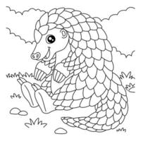 Pangolin Coloring Page for Kids vector