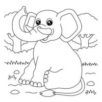 Elephant Coloring Page for Kids vector