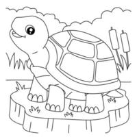 Turtle Coloring Page for Kids vector