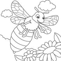 página para colorear de abeja para niños vector