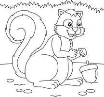 Squirrel Coloring Page for Kids vector