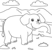 Elephant Coloring Page for Kids vector