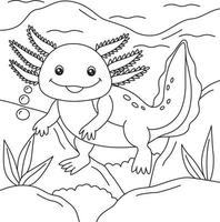 Axolotl Coloring Page for Kids vector