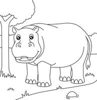 Hippo Coloring Page for Kids vector