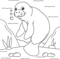 Manatee Coloring Page for Kids vector