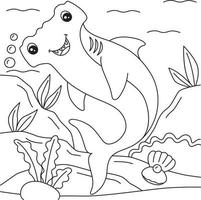 Hammerhead Shark Coloring Page for Kids vector