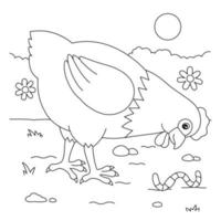 Chicken Coloring Page for Kids vector