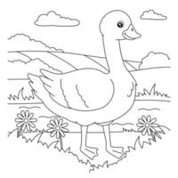 Goose Coloring Page for Kids vector