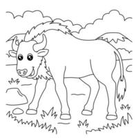 Wildebeest Coloring Page for Kids vector