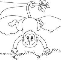 Monkey Coloring Page for Kids vector