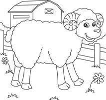 página para colorear de ovejas para niños vector