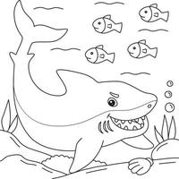 Great White Shark Coloring Page for Kids vector