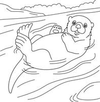 Sea Otter Coloring Page for Kids vector