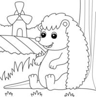 Hedgehog Coloring Page for Kids vector