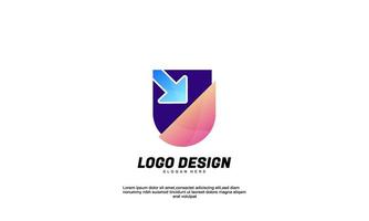 stock vector abstract creative inspiration idea branding shield and arrow logo for company or business flat style design vector