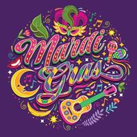 Mardi Gras Festival with Typography Concept vector