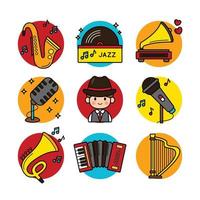 Icons Set of Jazz Instruments vector