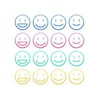 Set of Happy Emoticon Outline and Colorful vector