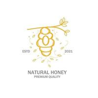Honeycomb vintage logo illustration design, dangerous stinger. beehives in the forest and in the trees. vector