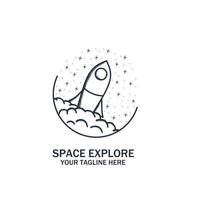 Vintage Logo illustration design, rocket flight, flying rocket. space with a rocket. simple minimalist design.