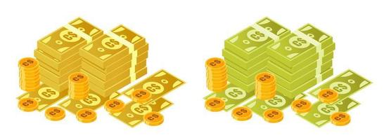 Canadian Dollar Money Bundle and Coins vector