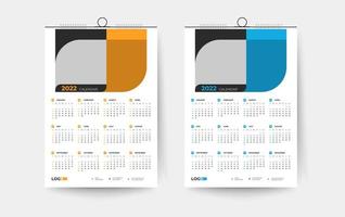 Plantilla de diseño de calendario de pared 2022, plantilla de diseño de calendario de mes de 12 páginas moderno vector