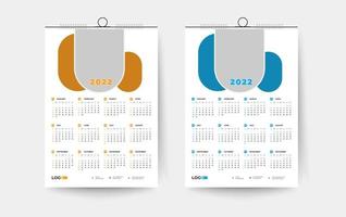 Plantilla de diseño de calendario de pared 2022, plantilla de diseño de calendario moderno de 12 meses vector