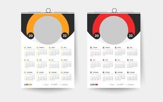 2022 wall calendar design template, modern 12 month calendar design template vector